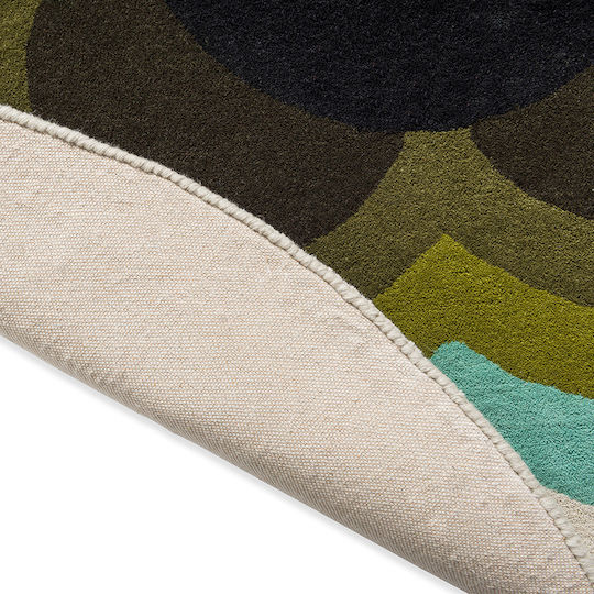 Orla Kiely Sunflower Lucrat manual Covor Rotund Olive