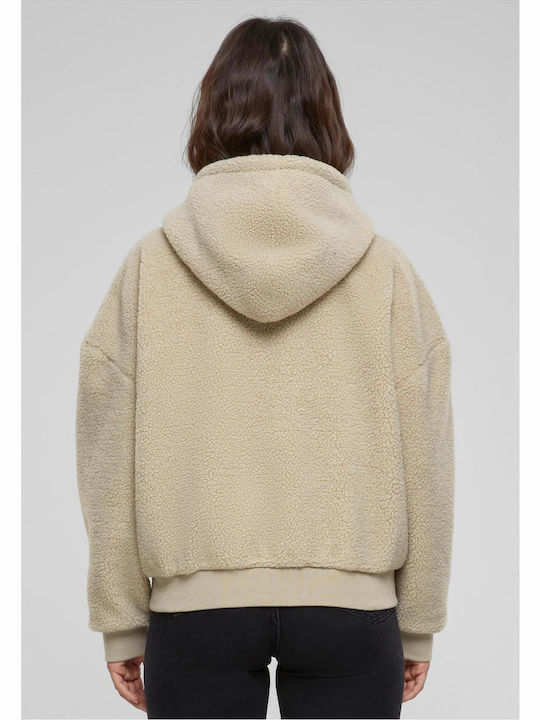 Damen Bluse Sherpa Langärmelig Beige