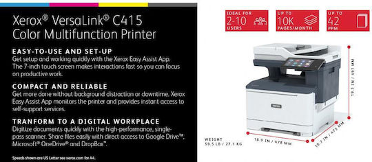 Xerox Versalink C415 Έγχρωμο Πολυμηχάνημα Laser C415V_DN