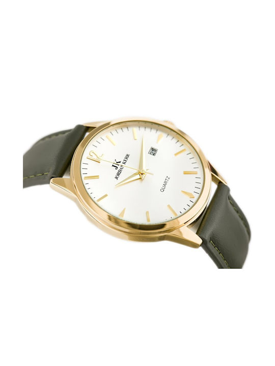 Jordan Kerr Ανδρικό Ρολόι 39mm Μπαταρίας με Πράσινο / Πράσινο Δερμάτινο Λουράκι