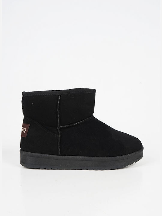 Piazza Shoes Suede Women's Ankle Boots with Fur Black