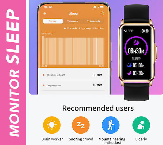 Rubicon Rncf04 Aluminium Smartwatch με Παλμογράφο (Πολύχρωμο)