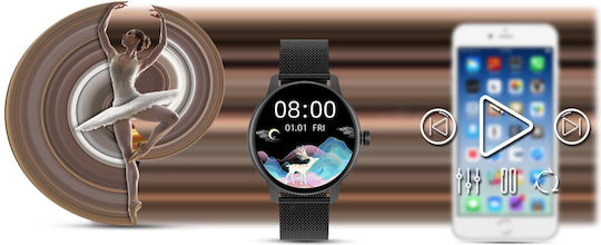 G.Rossi 40mm Smartwatch με Παλμογράφο (Μαύρο)