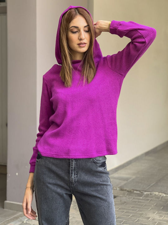 Lipsy London Damen Langarm Pullover mit Kapuze Purple