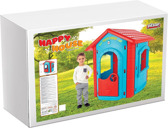 Pilsan Plastic Kids Playhouse Light Blue Happy 112x104.5x131cm