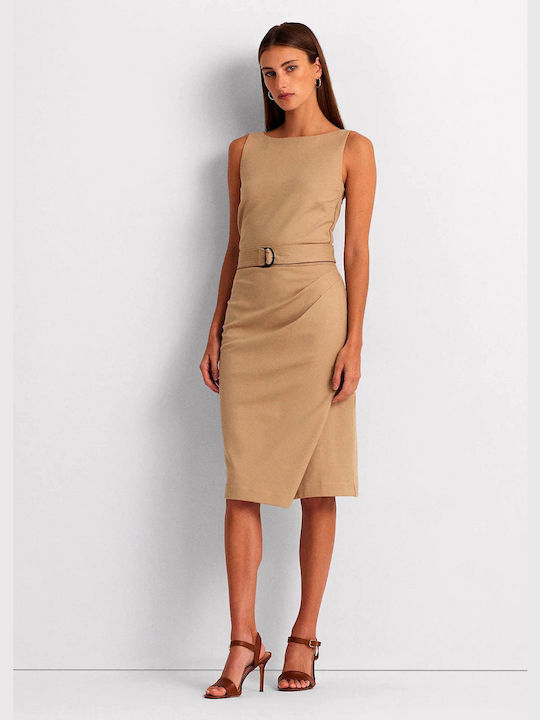 Ralph Lauren Ponte Mini Evening Dress BIRCH TAN