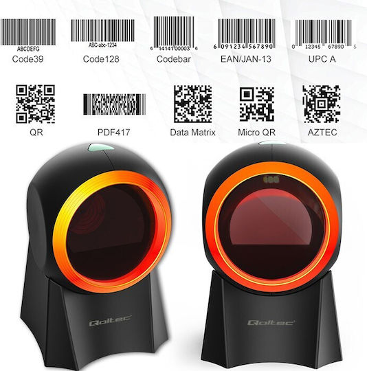 Qoltec Presentation Scanner Wired with 2D and QR Barcode Reading Capability