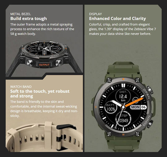 Zeblaze Vibe 7 47mm Smartwatch με Παλμογράφο (Μαύρο)