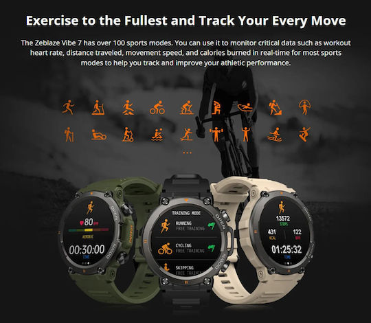 Zeblaze Vibe 7 47mm Smartwatch με Παλμογράφο (Μαύρο)