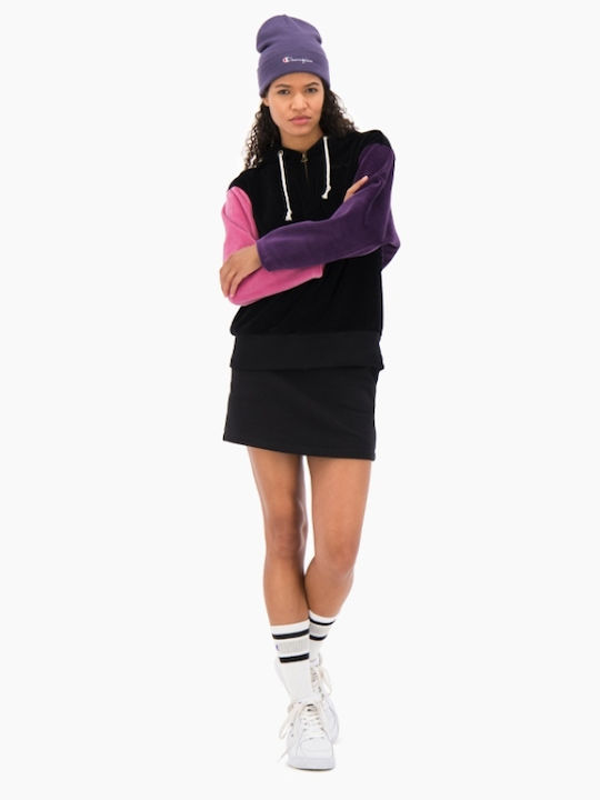 Champion Women's Hooded Velvet Sweatshirt BLACK