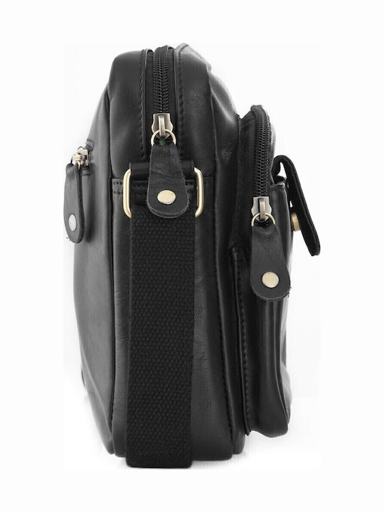 Leder Herrentasche Schulter / Crossbody Schwarz