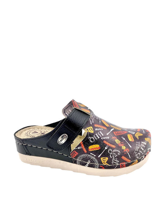 My Way Shoes Women's Leather Anatomic Black Clogs