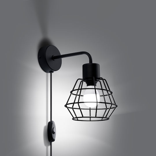 Sollux Modern Lumină de Perete cu Priză cu Soclu E27 Negru 22x19x16cm