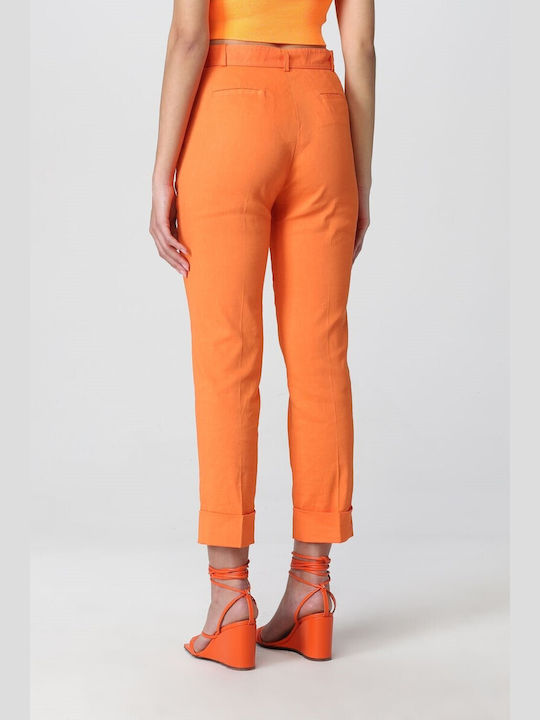 Pinko Women's Linen Trousers Orange