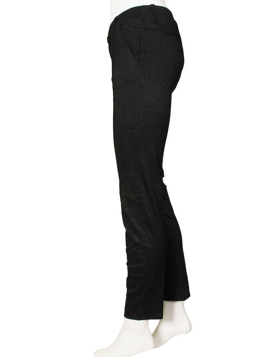 Gang Clothing Damen Stoff Hose Gestreift Schwarz