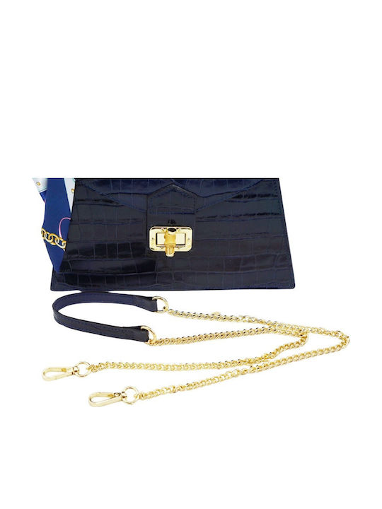 Leather Women's Flap Bag Blue