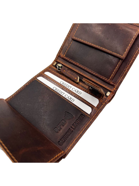 Leather Men's Wallet Cards with RFID Brown