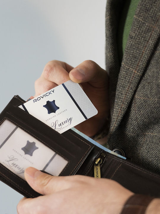 Δερμάτινο Ανδρικό Πορτοφόλι Καρτών με RFID Μαύρο