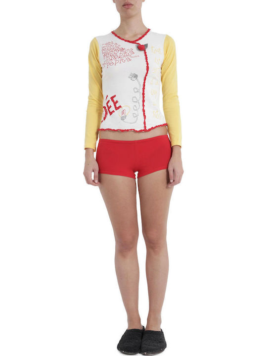 Pepita Winter Damen Pyjama-Set Gelb