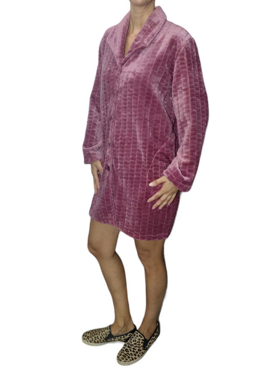 Mardim Winter Women's Fleece Robe Pink