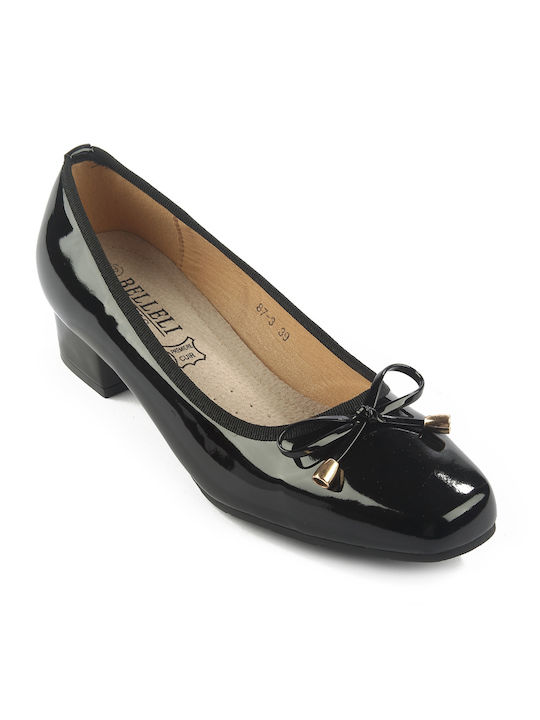 Fshoes Patent Leather Black Low Heels