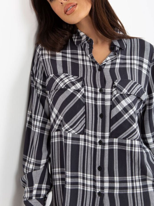 Urban Surface Women's Checked Long Sleeve Shirt Black