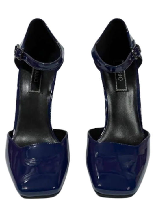 Jennifer 02 Pumps aus Lackleder mit Riemchen Navy Blau