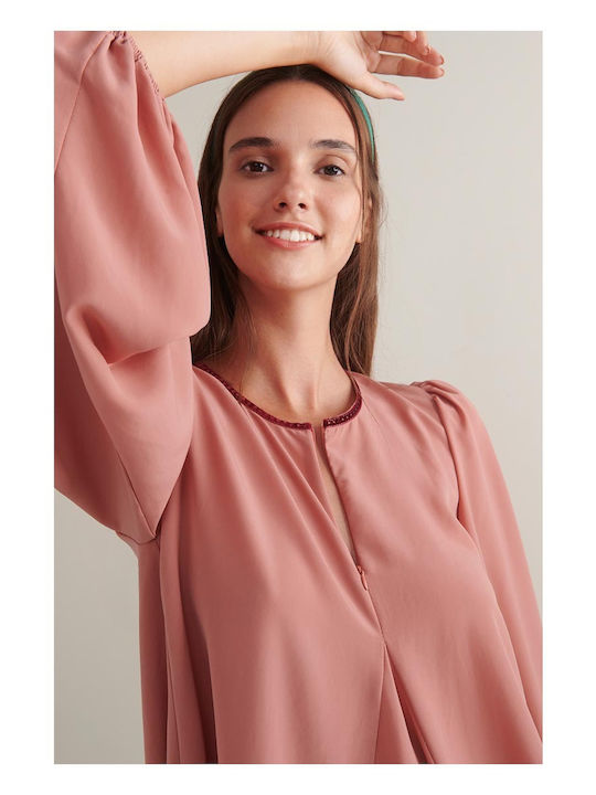 MY T Women's Blouse Long Sleeve Powder/Somone