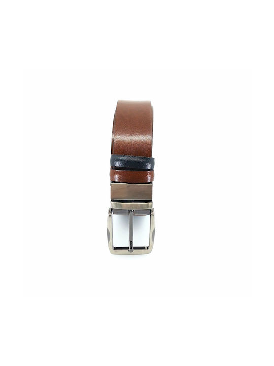 Albino & Preto Men's Leather Double Sided Belt Brown