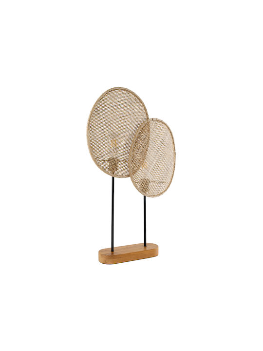 GloboStar Azul Holz Tischlampe für Fassung E27 mit Beige Schirm und Basis