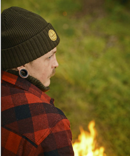 Beanie Unisex Fleece Beanie Knitted in Khaki color