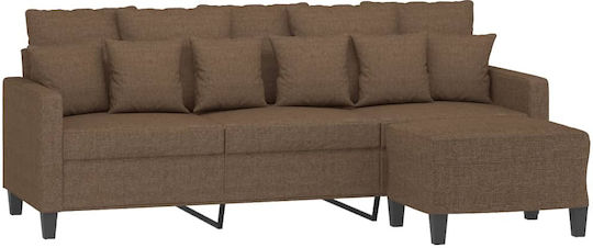Three-Seater Fabric Couch Brown 198x77x80 cm