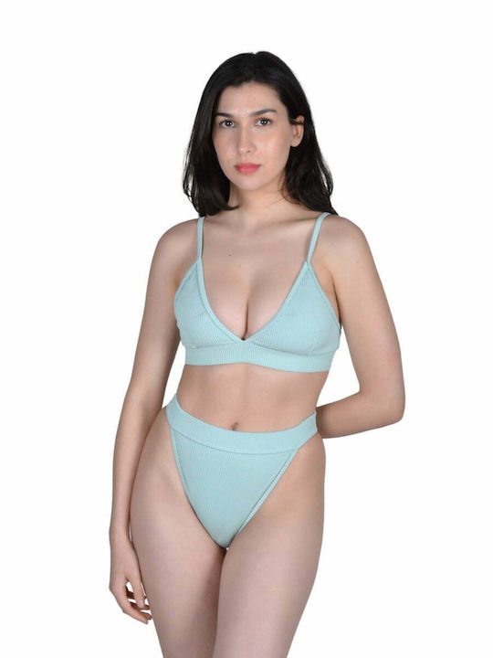 Set Bikini Brazil Talie Înaltă Mentă