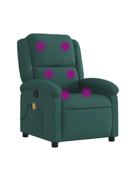 Фотьойл Relax Масаж С поставка за крака Кадифен Dark Green 71x86.5x99.5см
