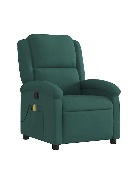 Фотьойл Relax Масаж С поставка за крака Кадифен Dark Green 71x86.5x99.5см
