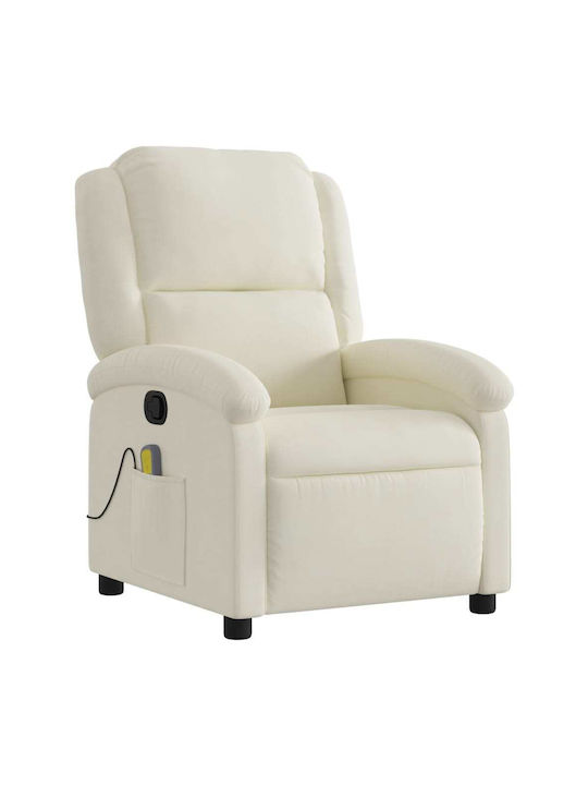 Πολυθρόνα Relax Massage με Υποπόδιο Βελούδινη Κρεμ 71x86.5x99.5cm