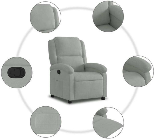 Relaxsessel mit Fußhocker Samt Light Grey 71x86.5x99.5cm