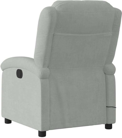 Fotoliu Relax Masaj cu Puf Catifelat Gri deschis 71x86.5x99.5cm
