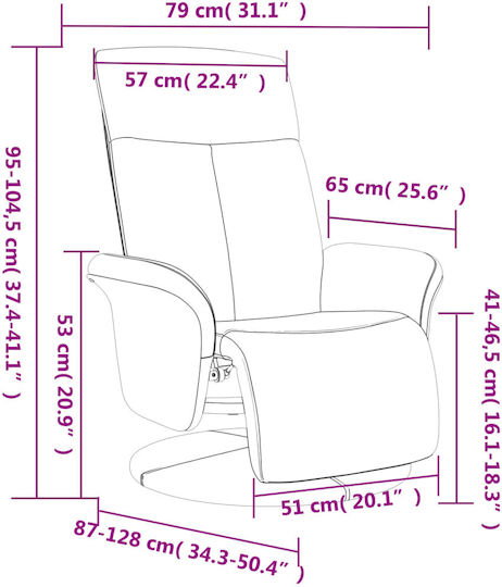 Armchair with Footstool Black 79x87x104.5cm