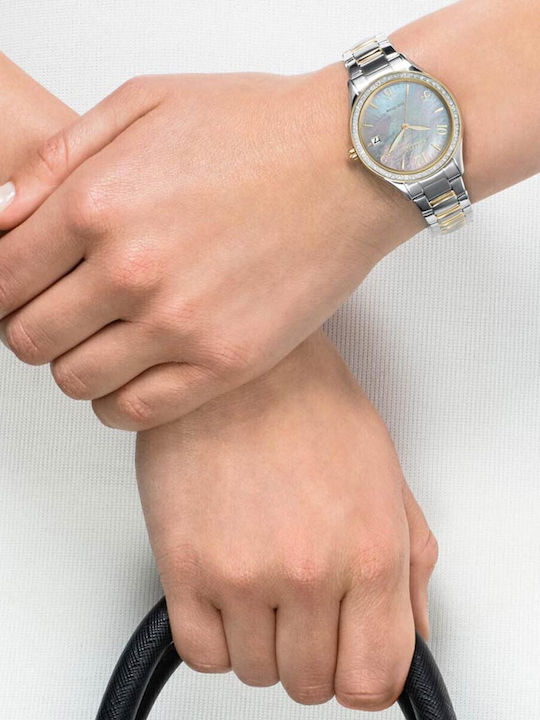 Citizen Γυναικείο Ρολόι 34mm Eco - Drive με Ασημί Μεταλλικό Μπρασελέ