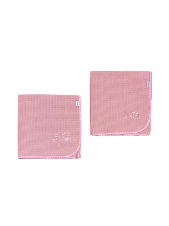 Bunny Bebe Piqué Burp Cloth in Pink Color 90x90cm. 1buc