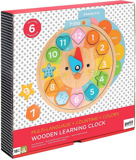 Petit Collage Βρεφικό Παιχνίδι Learning Clock από Ξύλο για 18+ Μηνών