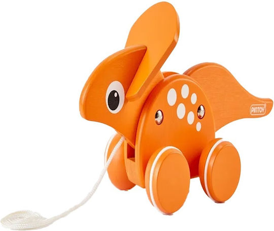 Pin Toys Συρόμενο Παιχνίδι Τρεχαλίτσα Δεινόσαυρος Τρικεράτωψ από Ξύλο για 12+ Μηνών
