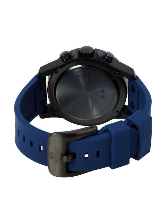 TW Steel Herrenuhr 44mm Chronograph Batterie mit Blau Kautschukarmband