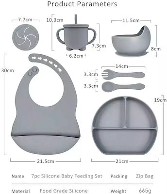 Baby Donkey Feeding Set made of Silicone with Non-Slip Base Light Blue 6pcs