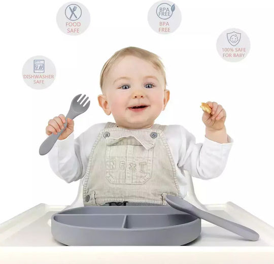 Baby Donkey Feeding Set made of Silicone with Non-Slip Base Light Blue 6pcs