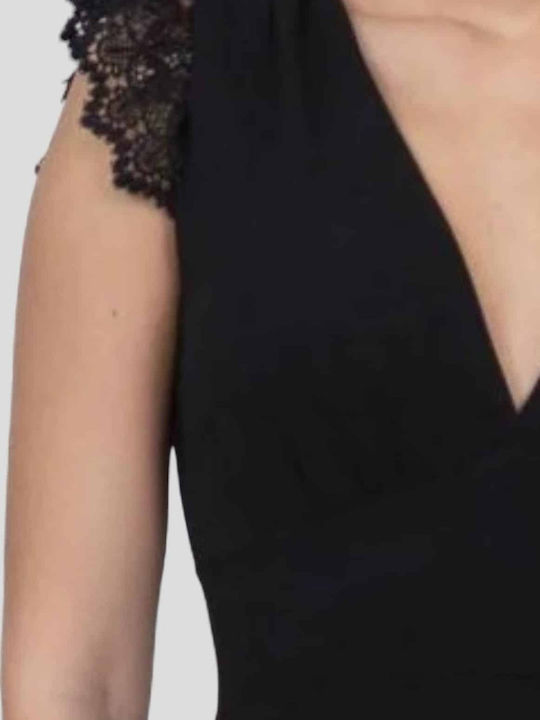 Rochie midi din dantelă - Negru - 7007-15 FN Fashion
