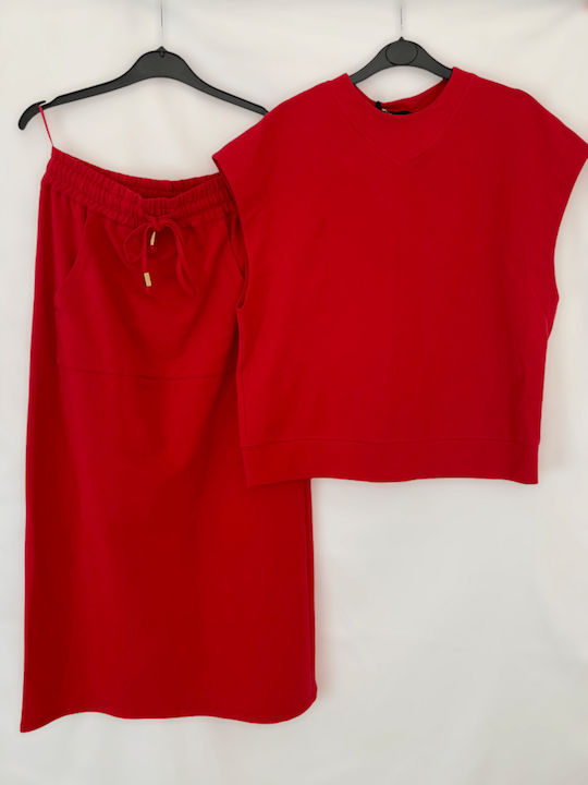 Skirt Skirt Blouse Set - Red Innocent
