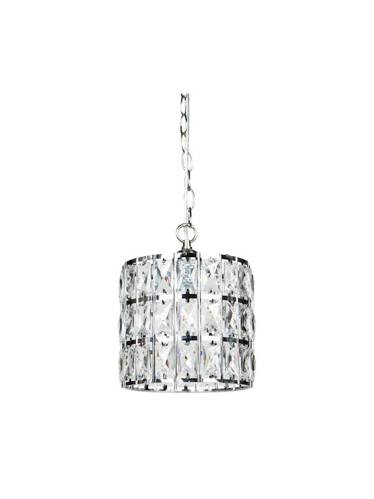 Keskor Pendant Light Silver with Crystals for Socket E27 20x20cm