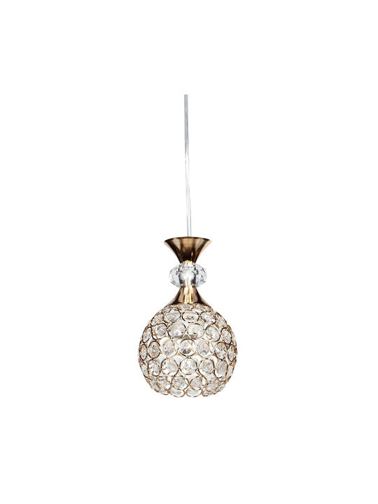 Keskor Pendant Light Gold with Crystals for Socket E27 12x20cm